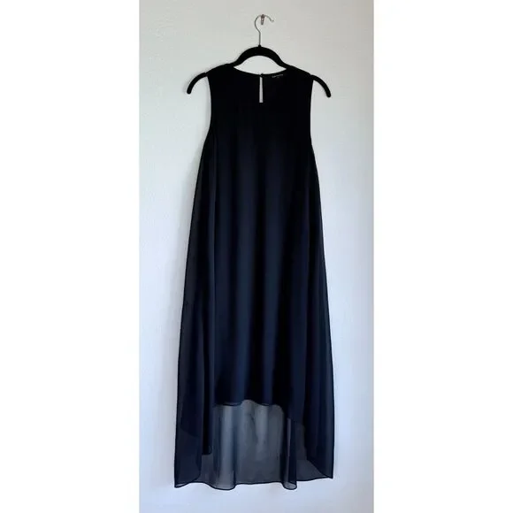 NWOT SAMPLE Kobi Halperin Pixie High-Low Semi-Sheer Georgette Dress in Navy Sz S